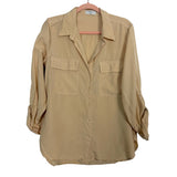 Babaton Cream Button Up Front Roll Tab Sleeve Top- Size M (see notes)