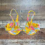 No Brand Blue/Pink + Yellow Flower Swim Top - Size S (See Notes)