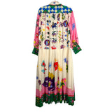 No Brand Cream Printed Collared Button Up Dress- Size L