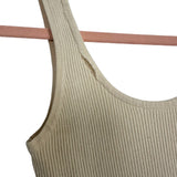 Be Cool Tan Ribbed Cropped Tank Top - Size S/M (See Notes)