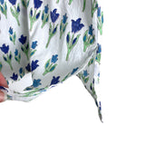 Livro White with Blue/Green Floral Print V-Neck Dress- Size L