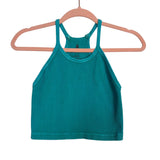 Free People Movement Aqua Blue Ribbed Crop Tank- Size M