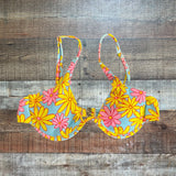 No Brand Blue/Pink + Yellow Flower Swim Top - Size S (See Notes)
