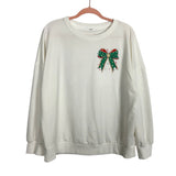 No Brand White Christmas Bow Sweatshirt- Size L