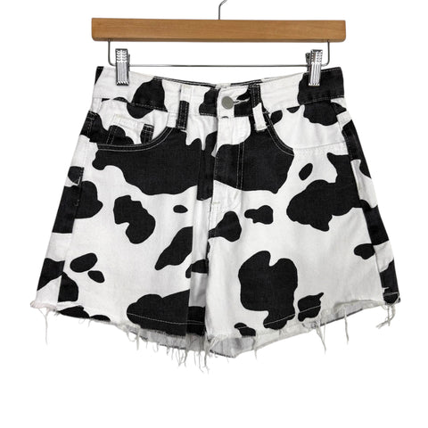 Jeans Cow Print Shorts - Size XS