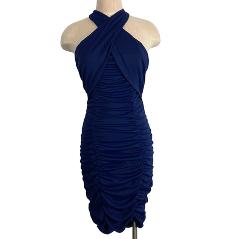 Grace Karin Navy Ruched Halter Bodycon Dress NWT- Size 2