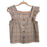 Madewell Gingham Button Front Ruffle Sleeve Top - Size XXS (See Notes)