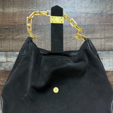 J Crew Black Suede Leather Gold Chain Bag with Dust Bag NWT