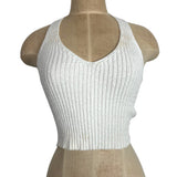 Emory Park White Ribbed Halter Top - Size S (See Notes)