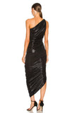 Norma Kamali Black One Shoulder Cinched Bodycon Dress- Size S/36
