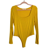 Amaryllis Yellow Square Neck Long Sleeve Bodysuit-Size XL (sold out online)