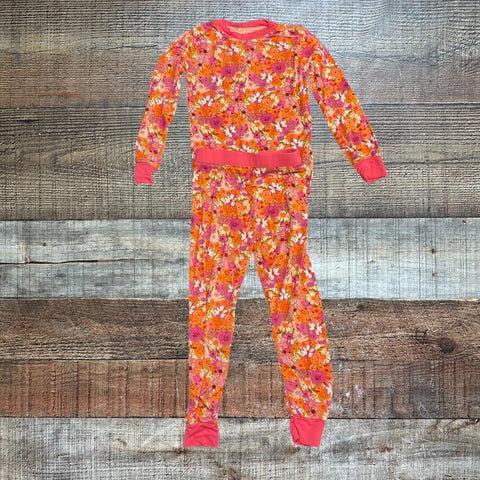 Poppy Kids Co. Pink/Purple/Orange Floral Print Two Piece Pajamas- Size 2T