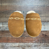 Hari Mari Nubuck Leather Faux Fur Lined Mule Slippers- Size 6