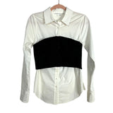 Veronica Beard White with Black Cropped Bustier Overlay Miki Button Down Blouse- Size 2 (see notes - sold out online!)