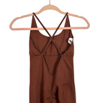 No Brand Brown with Padded Bra and Back Criss Cross Straps Athletic Jumpsuit- Size S
