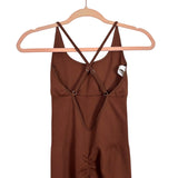 No Brand Brown with Padded Bra and Back Criss Cross Straps Athletic Jumpsuit- Size S
