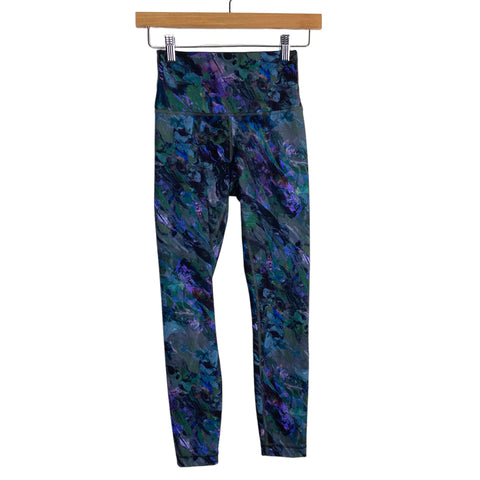 Lululemon Green/Blue Multi-Color Marble High Rise Leggings- Size 4 (Inseam 25”)