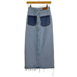 Rails Denim Front Slit Distressed Patchwork Skirt- Size 24