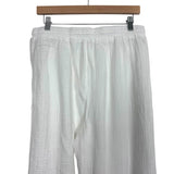 Abercrombie & Fitch White Semi Sheer Elastic Waist Wide Leg Gauze Pants- Size L