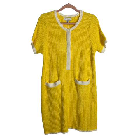 Free Assembly Yellow and White Trim Sweater Dress NWT- Size M (sold out online)