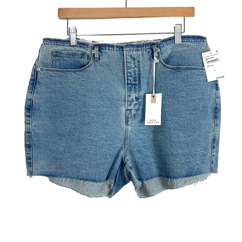Good American Light Wash with Frayed Waistband and Hem Jean Shorts NWT- Size 12/31