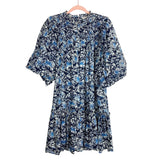Love the Label Blue Printed Bubble Sleeve Dress- Size L