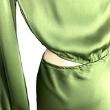Petal + Pup Green Cutout One Shoulder Satin Halter Neck Dress NWT- Size S