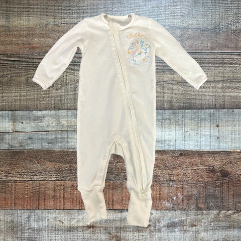 Mumuandmacaroons x Pip Pea Pop White Walker Flamingo Zip Up Outfit - Size 0-3M