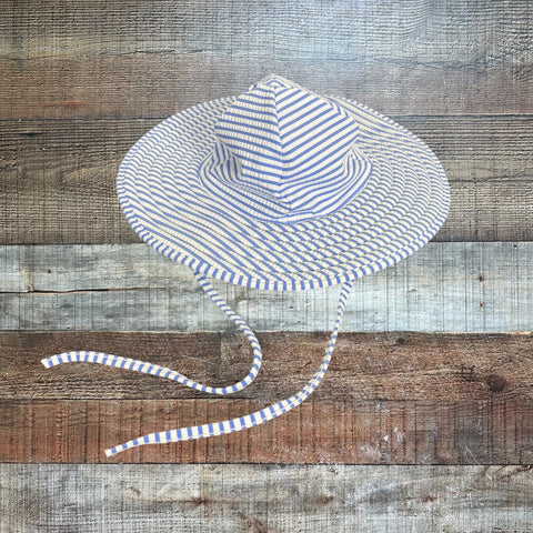 Ruffle Butts White/Blue Stripped Hat - Size 0-12M