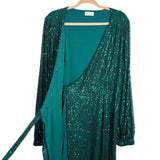 Pink Desert Emerald Green Sequin Wrap Dress - Size 2X (Sold Out Online!)