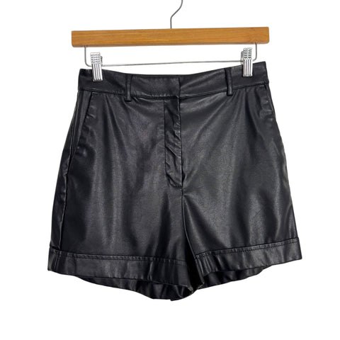 Express Black Faux Leather Shortie Extreme High Rise Shorts- Size 4