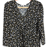 Lark & Ro Black Floral Front Twist V-Neck Dress- Size L