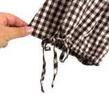 Showpo. Brown and White Check Tie Front Puff Sleeve Mini Dress NWT- Size 4