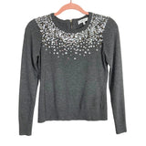 Milly Gray with Sequin and Rhinestone Detail Sweater- Size P (US XS, see notes)