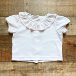 The Beaufort Bonnet Company White Ruffle Pink Trim Collared Top- Size 3T (see notes)