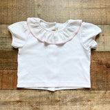 The Beaufort Bonnet Company White Ruffle Pink Trim Collared Top- Size 3T (see notes)