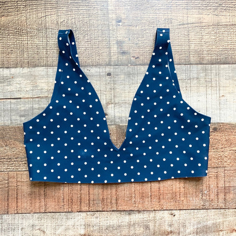 Parade Navy with White Polka Dots Plunge Bralette- Size M (see notes)