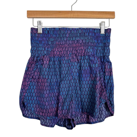 Free People Movement Navy/Multicolor Print Shorts - Size M
