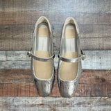 Dolce Vita Silver Mary Jane Distressed Leather Ballet Flats - Size 6 (Sold Out Online!)