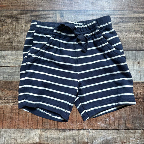 Hudson Baby Navy with White Stripes Shorts- Size 6-9M