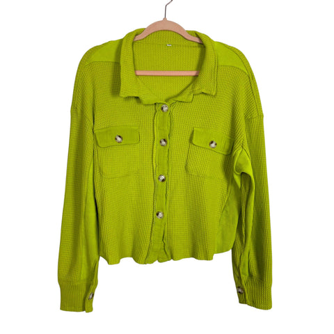 No Brand Lime Green Waffle Shacket - Size M
