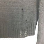 AQUA 100% Cashmere Black Animal Print Skull Distressed Sweater- Size S