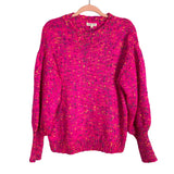Main Strip Hot Pink Speckled Balloon Sleeve Sweater NWT- Size S