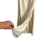 Abercrombie & Fitch Modal-Blend Collection Cream Ruched Side Slit Dress- Small Tall