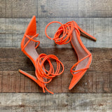 Elisabet Lang Neon Orange Strappy Lace Up Pointed Toe Heel Sandals- Size 7 (see notes)