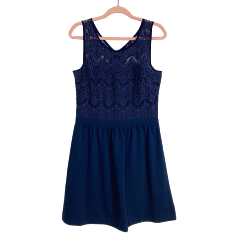 Lilly Pulitzer Navy Lace Overlay Dress- Size L
