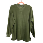 Aerie Forest Green with Ribbed Neckline and Cuffs Tunic Sweatshirt- Size XXS