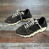 P448 Black Leopard Print Silver Tongue Sneakers - Size 37 (See Notes)
