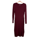 Open Edit Maroon Button Sweater Dress - Size L