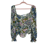 ASTR The Label Floral Sheer Sleeve Smocked Back Top- Size XL (see notes)